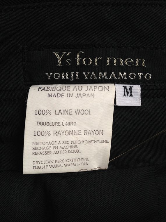 Yohji Yamamoto Ys for men pour homme black front pleat trousers0155
