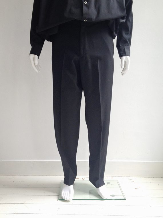 Yohji Yamamoto Ys for men pour homme black front pleat trousersbottom1