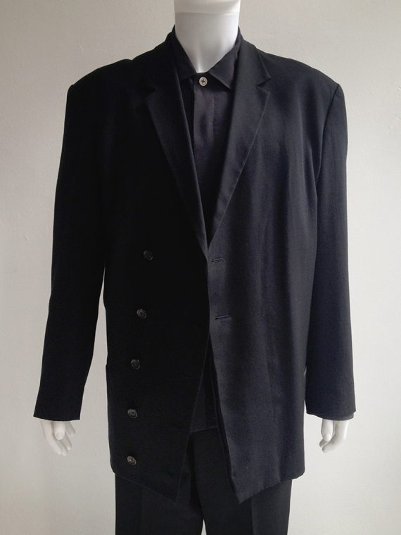 Yohji Yamamoto homme mens black blazer asymmetric buttons 1980 80s archivetop3