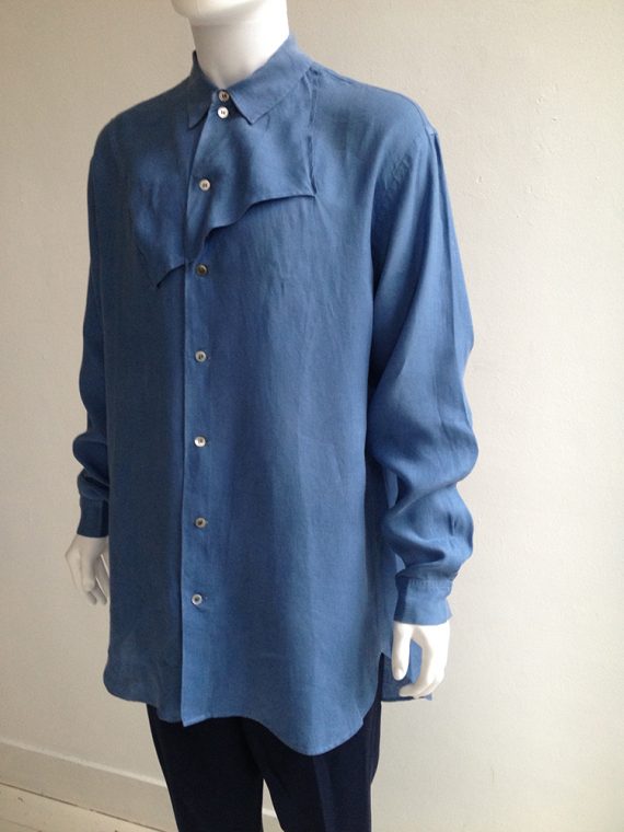 Yohji Yamamoto pour homme mens blue square oversized shirt archive 80s 7800