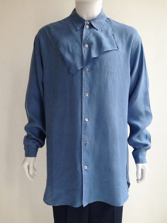 Yohji Yamamoto pour homme mens blue square oversized shirt archive 80s top1