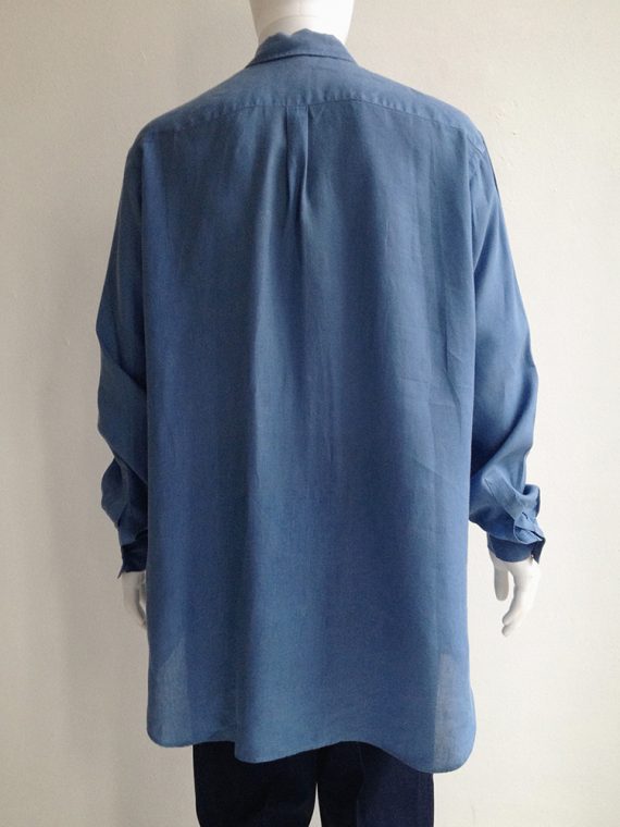 Yohji Yamamoto pour homme mens blue square oversized shirt archive 80s top2