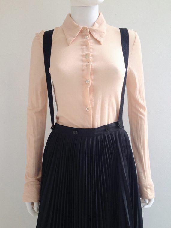 vintage Ann Demeulemeester black pleated skirt with braces — 1987