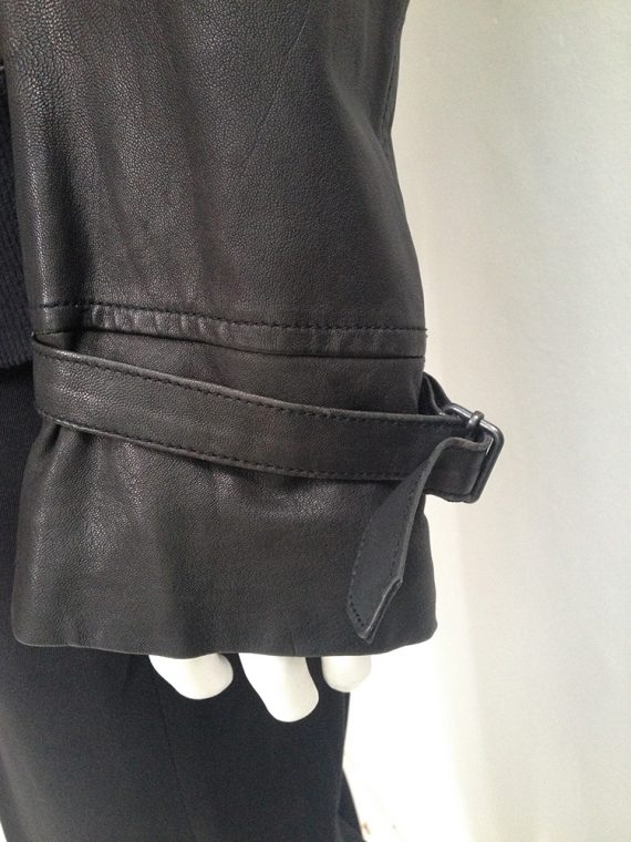Ann Demeulemeester mens black asymmetric leather jacket – spring 2007 runway -3064