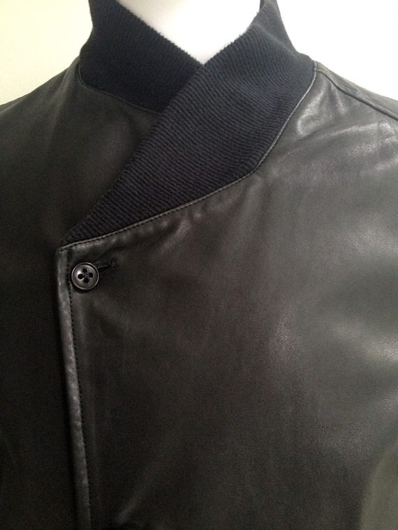 Ann Demeulemeester mens black asymmetric leather jacket – spring 2007 runway -3072