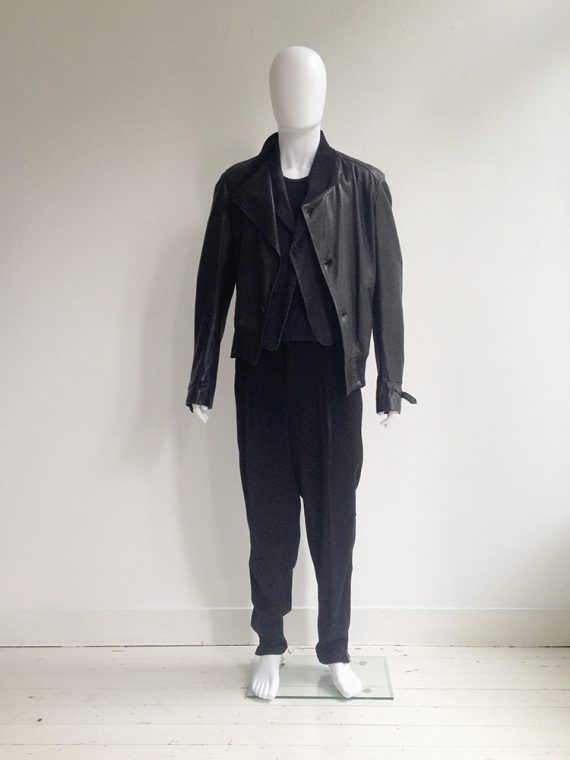 Ann Demeulemeester mens black asymmetric leather jacket – spring 2007 runway | shop at vaniitas.com