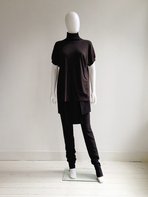 Rick Owens Lilies black short sleeved turtleneck | Rad Hourani black front panel leggings – unisex | shop at vaniitas.com