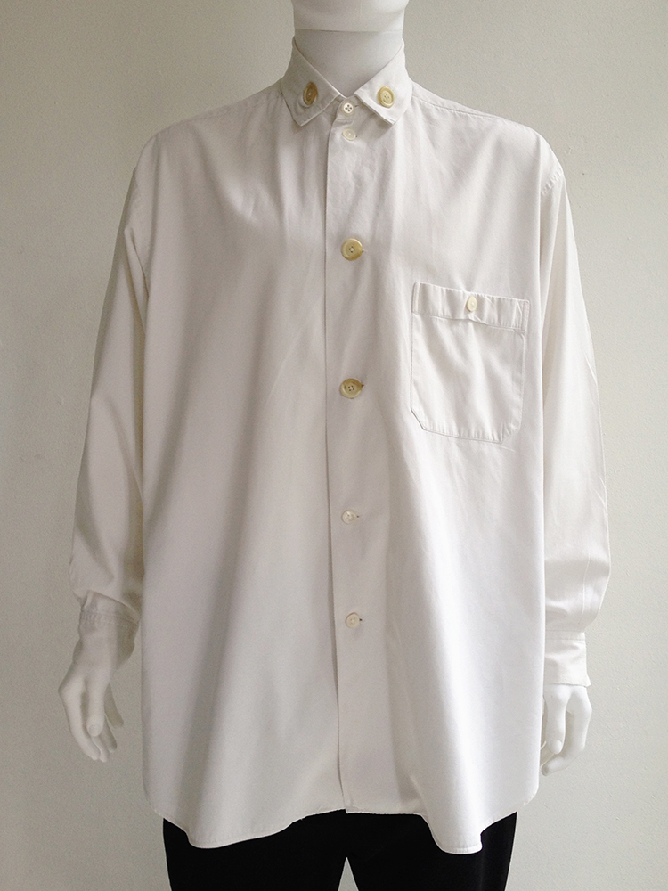 Yohji Yamamoto pour Homme white shirt with different buttons — 80s - V ...