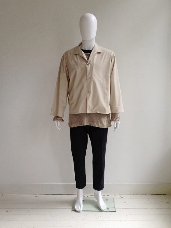 Yohji Yamamoto pour homme beige mens jacket with dropped shoulders – 80s archive -model2