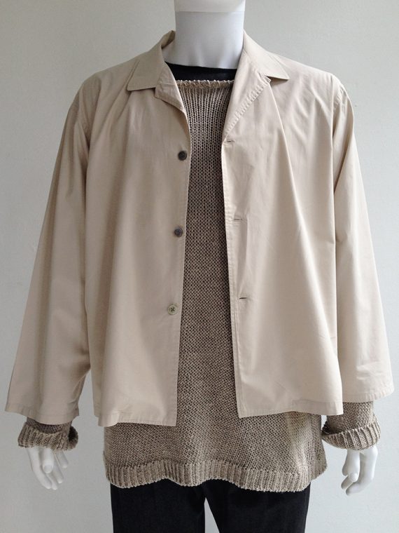 Yohji Yamamoto pour homme beige mens jacket with dropped shoulders – 80s archive -top1
