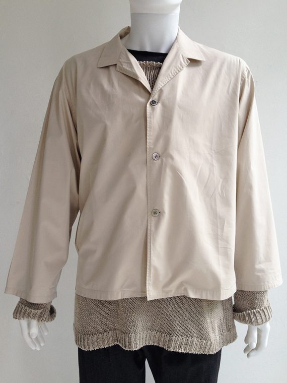 Yohji Yamamoto pour homme beige mens jacket with dropped shoulders – 80s archive -top2