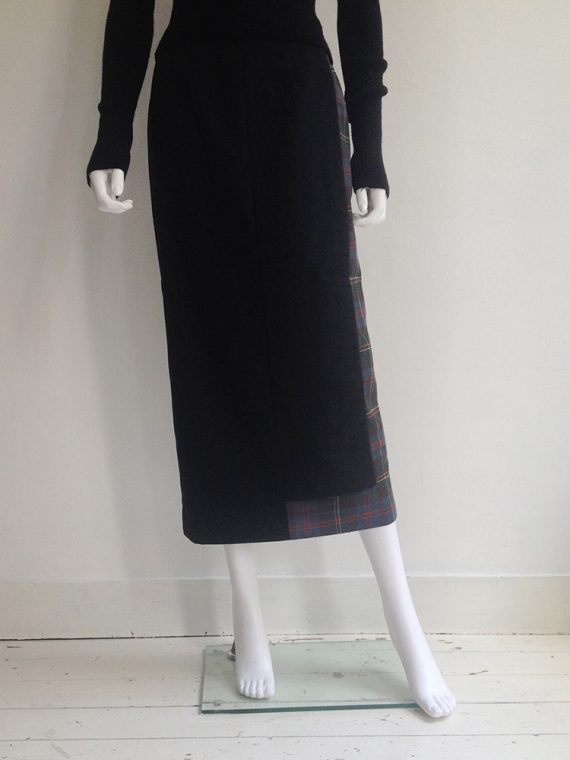 Comme des Garcons black tartan deconstructed maxi skirt 1997 archive bottom1