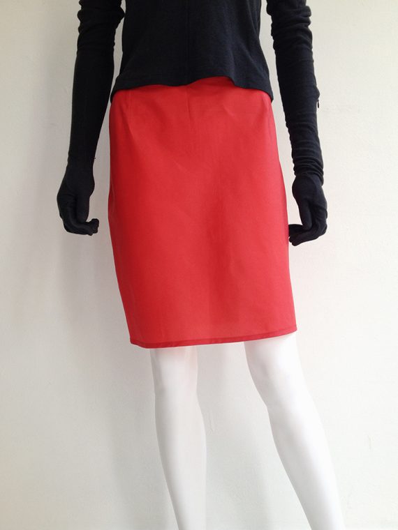 Helmut Lang red nylon mini skirt bottom1