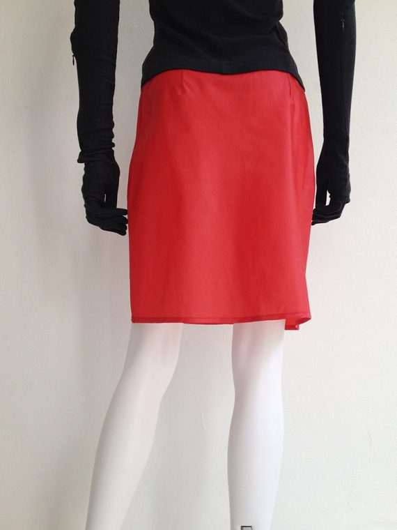 Helmut Lang red nylon mini skirt bottom2