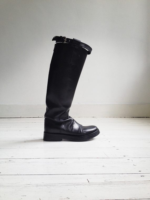ann demeulemeester black leather vitello lucido tall riding boots – fall 2013 – 4146 copy