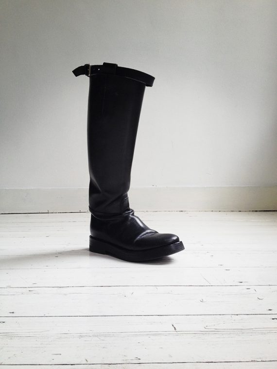 ann demeulemeester black leather vitello lucido tall riding boots – fall 2013 – 4149 copy