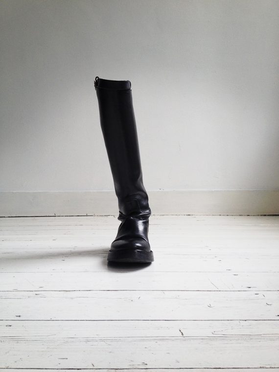 ann demeulemeester black leather vitello lucido tall riding boots – fall 2013 – 4153 copy
