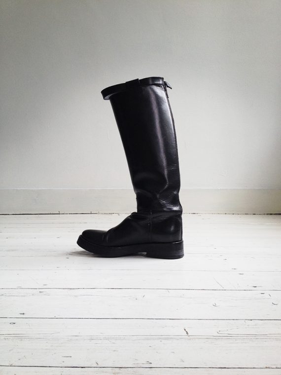 ann demeulemeester black leather vitello lucido tall riding boots – fall 2013 – 4159 copy