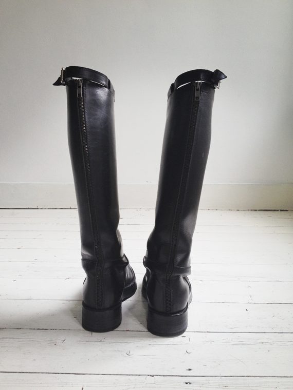 ann demeulemeester black leather vitello lucido tall riding boots – fall 2013 – 4171 copy