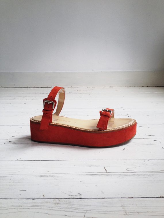 Ann Demeulemeester red flatform sandals (39) — spring 2004 | shop at vaniitas.com