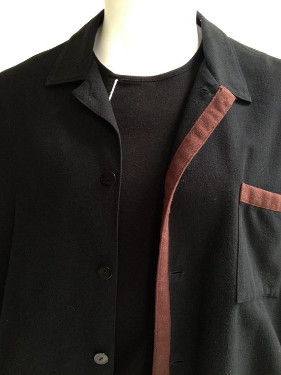 Yohji Yamamoto black jacket with brown trim 1980s 8648