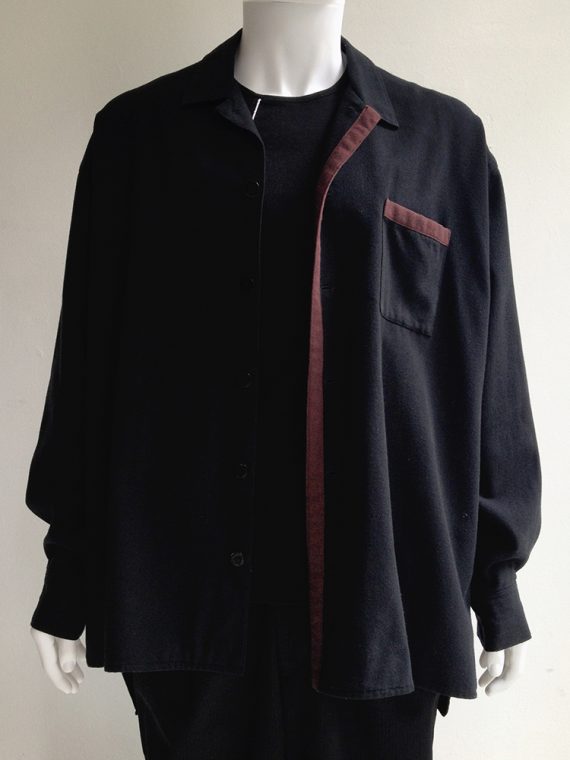 Yohji Yamamoto black jacket with brown trim 1980s top2