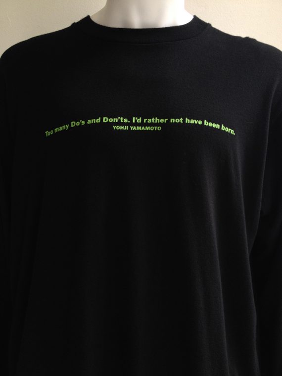 Yohji Yamamoto Pour Homme black jumper with quote — 90s