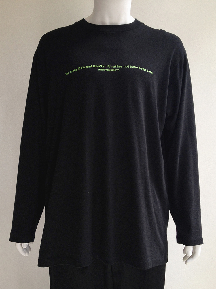 Yohji Yamamoto Pour Homme black jumper with quote — 90s - V A N II 