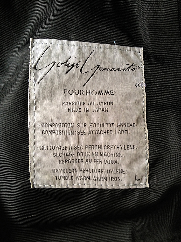 Yohji Yamamoto Pour homme 80s 旧タグ 黒 JK | www.jarussi.com.br