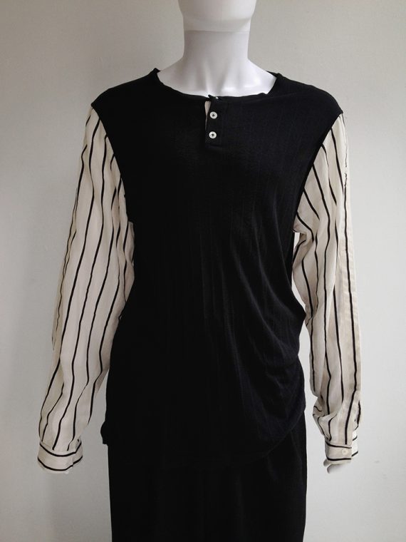 Ann Demeulemeester black top with striped sleeves spring 2007 1650-001