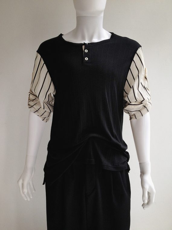 Ann Demeulemeester black top with striped sleeves spring 2007 1690-001