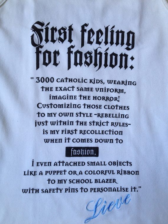 Lieve Van Gorp ‘First feeling for fashion’ t-shirt – spring 1999 3436