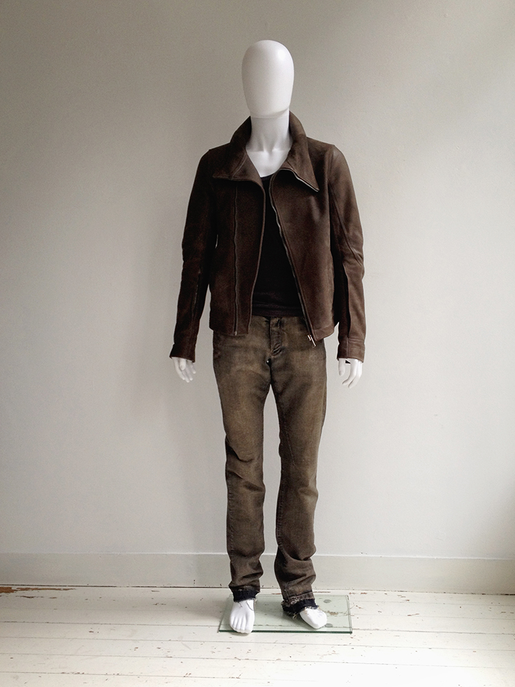 Rick Owens brown Bauhaus leather jacket - V A N II T A S