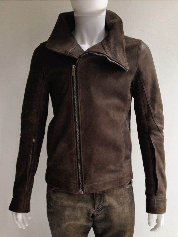 Rick Owens brown Bauhaus leather jacket
