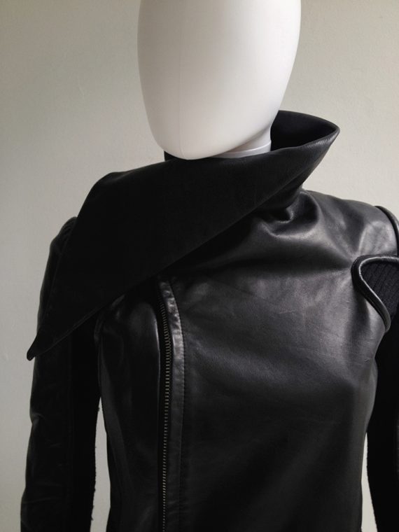 Rick Owens GLEAM black leather jacket with winged neck — fall 2010