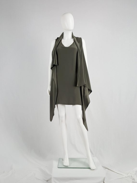 vaniitas vintage Ann Demeulemeester green draped shawl dress 152836