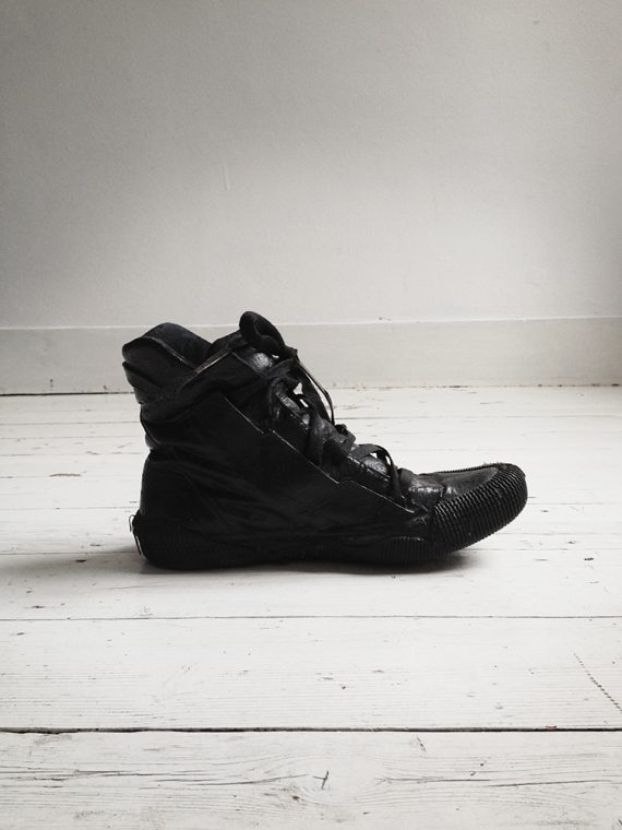 Boris Bidjan Saberi black vinyl coated sneakers | shop at vaniitas.com