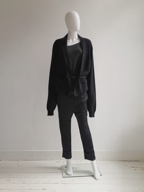 Haider Ackermann black cardigan with silk back panel | shop at vaniitas.com