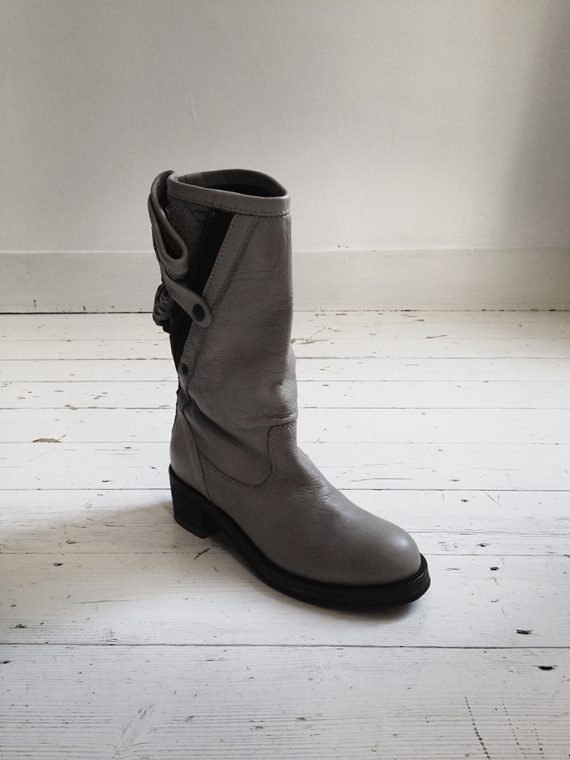 Haider Ackermann grey laced leather boots (38) — fall 2010
