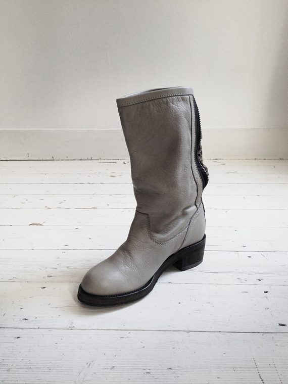 Haider Ackermann grey laced leather boots (38) — fall 2010