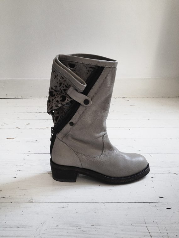 Haider Ackermann grey laced leather boots — fall 2010