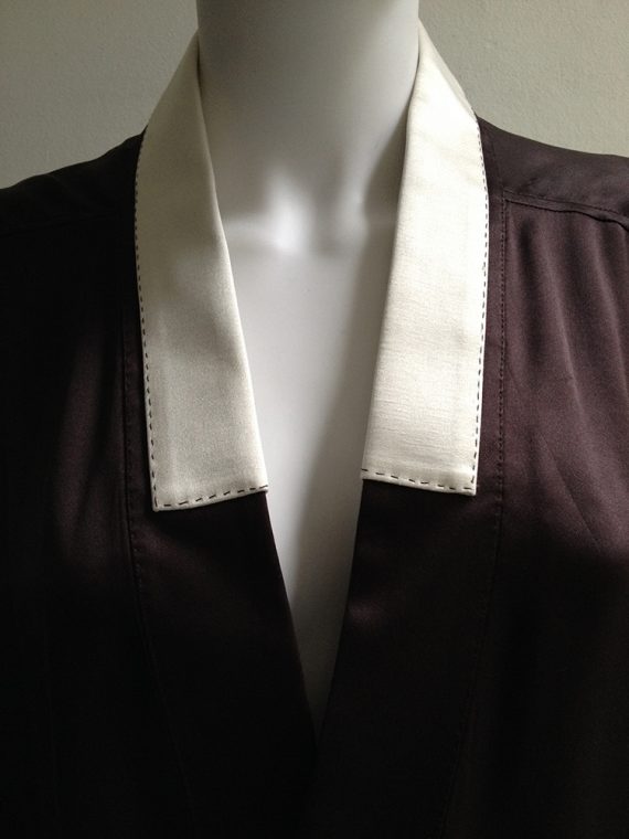 Haider Ackermann purple kimono blouse with white collar — spring 2014