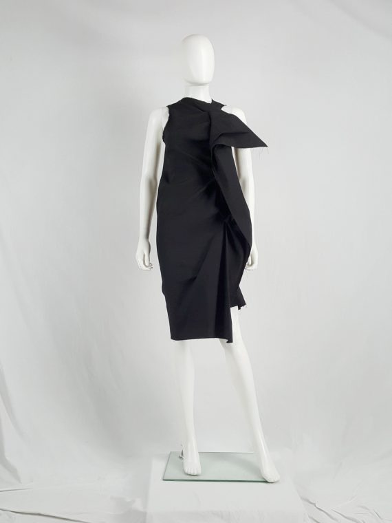 Vaniitas Uma Wang black dress with sculptural front drape spring 2013 145304