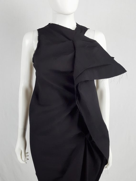 Vaniitas Uma Wang black dress with sculptural front drape spring 2013 145412