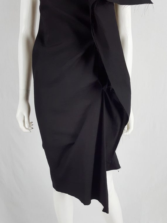 Vaniitas Uma Wang black dress with sculptural front drape spring 2013 145434