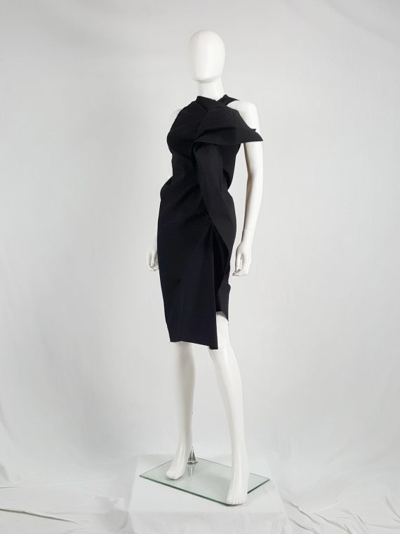 Vaniitas Uma Wang black dress with sculptural front drape spring 2013 145524