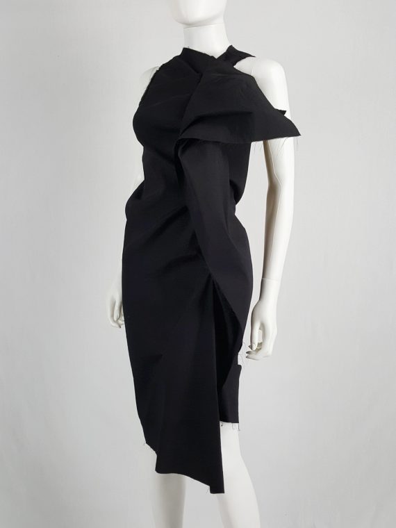 Vaniitas Uma Wang black dress with sculptural front drape spring 2013 145616