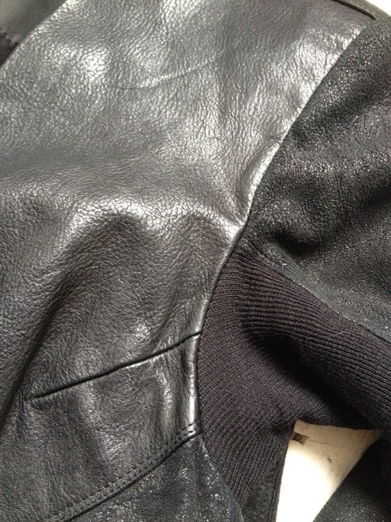 Rick Owens black leather patchwork jacket