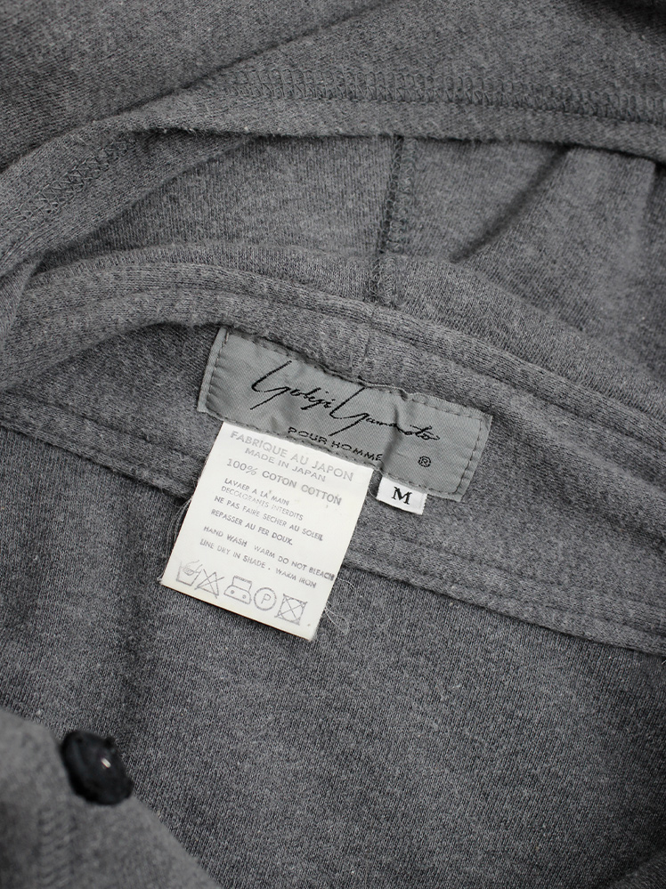 vintage Yohji Yamamoto grey hooded boxy jumper with pockets 1980s 90s 80s (12)