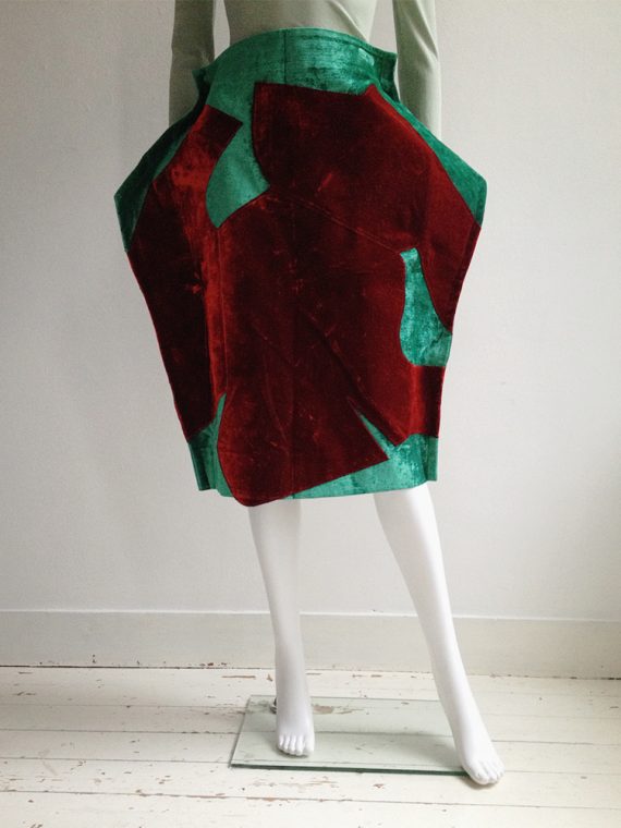 Comme des Garçons red and green 2D paperdoll skirt — fall 2012
